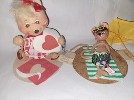 Lot Annalee Sweetheart &amp; Maui Boy Mouse Doll Figurine Sunbathing  Tags  1990 - £31.61 GBP