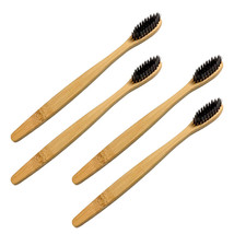 Eco-Friendly Natural Bamboo Toothbrush Black 4-Pack - Organic, Whitening - £7.18 GBP