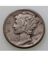 1928-D 10C Mercury Dime in Extra Fine XF Condition, Mostly White, Light ... - $109.66 CAD