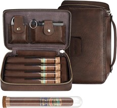 SEMKONT Travel Cigar Humidor Portable Travel Cigar Case with 4 Cigar Tube, - £35.72 GBP