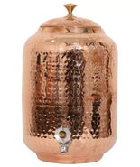 8 Litre Copper Water Dispenser (100% Pure Matka) Hammered Container Pot ... - $84.14
