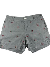 St Johns Bay Womens Shorts Size 10 Striped Floral Blue White Seersucker - $18.81