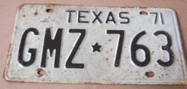 VINTAGE   1971  TEXAS LICENSE PLATE    GMZ  star separator  763   BARN FIND - £7.19 GBP