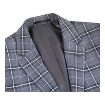 Mens Suit RENOIR English Plaid Window Pane Stretch Slim Fit Comfort 293-14 Gray image 5