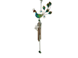 NEW True Living Outdoors Multicolor Metal Acrylic Peacock Wind Chime 28 ... - $20.18