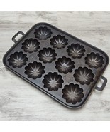 Cast Iron Turks Head Handled Muffin Pan Antique Heavy 12 Slot Unmarked G... - $164.14