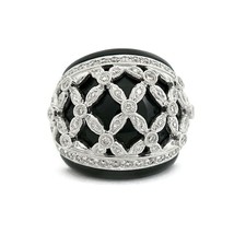 Authenticity Guarantee 
Vintage Black Onyx Diamond Dome Cocktail Ring 18... - £2,750.27 GBP