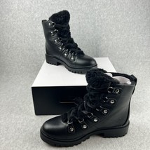 Nine West WOMEN Combat F aux Leather Faux Fur Ankle Boots Size 6 New - £31.28 GBP