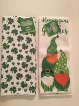 St Patricks Day 2 pc shamrocks shenanigans with my gnomies towels 15x25 ... - $8.00