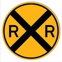 TRAIN SIGN -  Railroad Crossing // 10&quot; Round // Metal // Made in the USA - £23.69 GBP