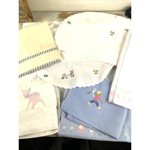 Baby Linens Lot 12 Vintage Embroidered Sham Highchair Covers Sheets Pillowcases - $46.55