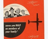 Northwest Airlines Family Plan Brochure 1962 Save Half Monday Tuesday We... - $15.84