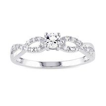 0.35CT LC Moissanite Solitaire Infinity Engagement Ring Sterling Silver - £60.55 GBP