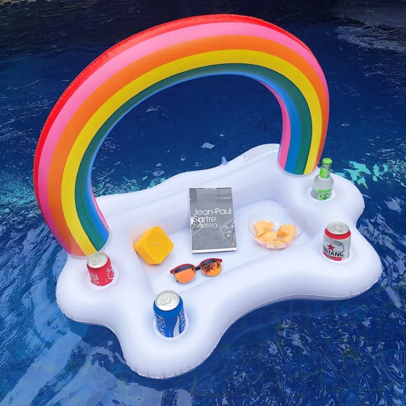 Summer pool Party Bucket Rainbow Cloud Cup Holder Inflatable Pool Float Beer - £22.12 GBP
