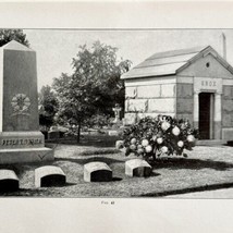 Cemetery Crypt Grave Tombstone Architecture 1899 Victorian Art &amp; Design ... - £19.65 GBP