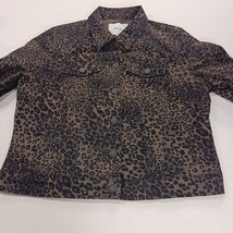 Nine West Jean Women's Sarah Jacket Denim Tan Wild One Leopard Print Size Large image 12
