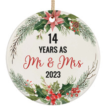 14th Wedding Anniversary Ornament 14 Years As Mr And Mrs Wreath Christmas Gift - £11.63 GBP