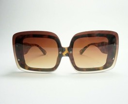 woman Sunglasses Exaggerated Geometric oversized tortoise frame thick brown - $15.40