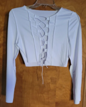 White Sexy Tie Up Closure Shirt Long Sleeve Costume Bedtime Halloween Pi... - £11.70 GBP