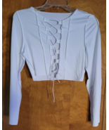 White Sexy Tie Up Closure Shirt Long Sleeve Costume Bedtime Halloween Pi... - £11.84 GBP