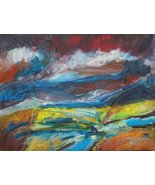 Original contemporary acrylic landscape painting on canvas listed by the... - $57.58