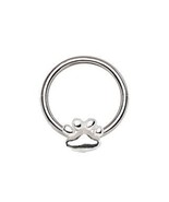 316L Stainless Steel Dog Puppy Paw Snap-in Captive Bead Ring / Septum Ring - £13.31 GBP