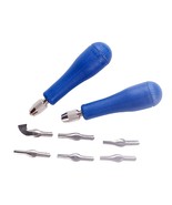 Block Cutters- Craft Linoleum Carving Tools With 6 Type Blades And 2 Pla... - £20.74 GBP