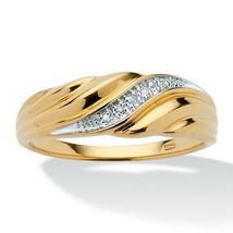 PalmBeach Jewelry Men&#39;s Diamond 18k Yellow Gold .925 Silver Swirled Ring - £74.72 GBP