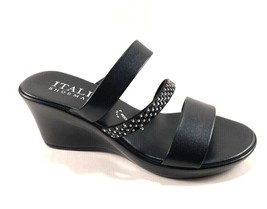 Italian Shoemakers Rya Black Mid Wedge Slip On Sandal - $54.00