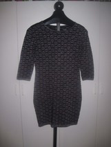 Moda International Ladies 3/4-SLEEVE Stretch Glitter Dress w/BLK VELVET-M-WORN 1 - £8.99 GBP