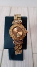 Mayfair Ladies Gold Toned Watch Analog Bracelet Band Rhinestones - £17.78 GBP