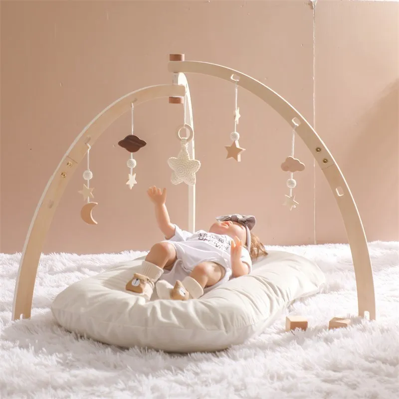 Baby Wooden Triangle Gym Frame Splint Newborn Activity Fitness Frame Star Moon - £11.91 GBP+