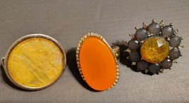 3 Vintage Stretch Ring Cocktail Sparkly Costume Jewelry Orange Yellow Pu... - $222.99 MXN