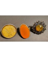 3 Vintage Stretch Ring Cocktail Sparkly Costume Jewelry Orange Yellow Pu... - $222.99 MXN