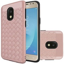 For Samsung J3 2018 Woven Textured Design Dual layer Hybrid Case ROSE GOLD - £4.66 GBP
