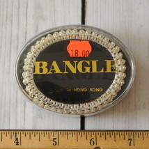 new vintage wide rhinestone bangle bracelet stretch silver tone in origi... - $19.79