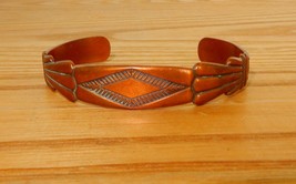 Vintage copper Bell Trading Post southwestern stamped pattern cuff bracelet - £20.03 GBP