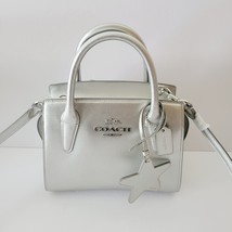 Coach CW024 Pearlized Leather Andrea Carryall Satchel Handbag Light Silver - $187.98