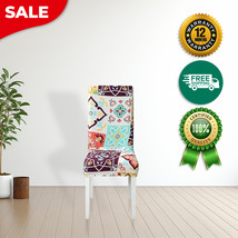 Anyhouz Chair Cover White Floral Print Elastic Slipcover Dining Decor - $445.49 MXN