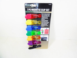 Bag Clips Magnetic Refrigerator Magnets 7 Piece Color Magnet Chip Clip Set Sets - £5.25 GBP