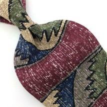 Je Suis Tie Cherry-Brown Beige Gray Silk Necktie Cherokee Design Stripes I16-462 - £12.44 GBP