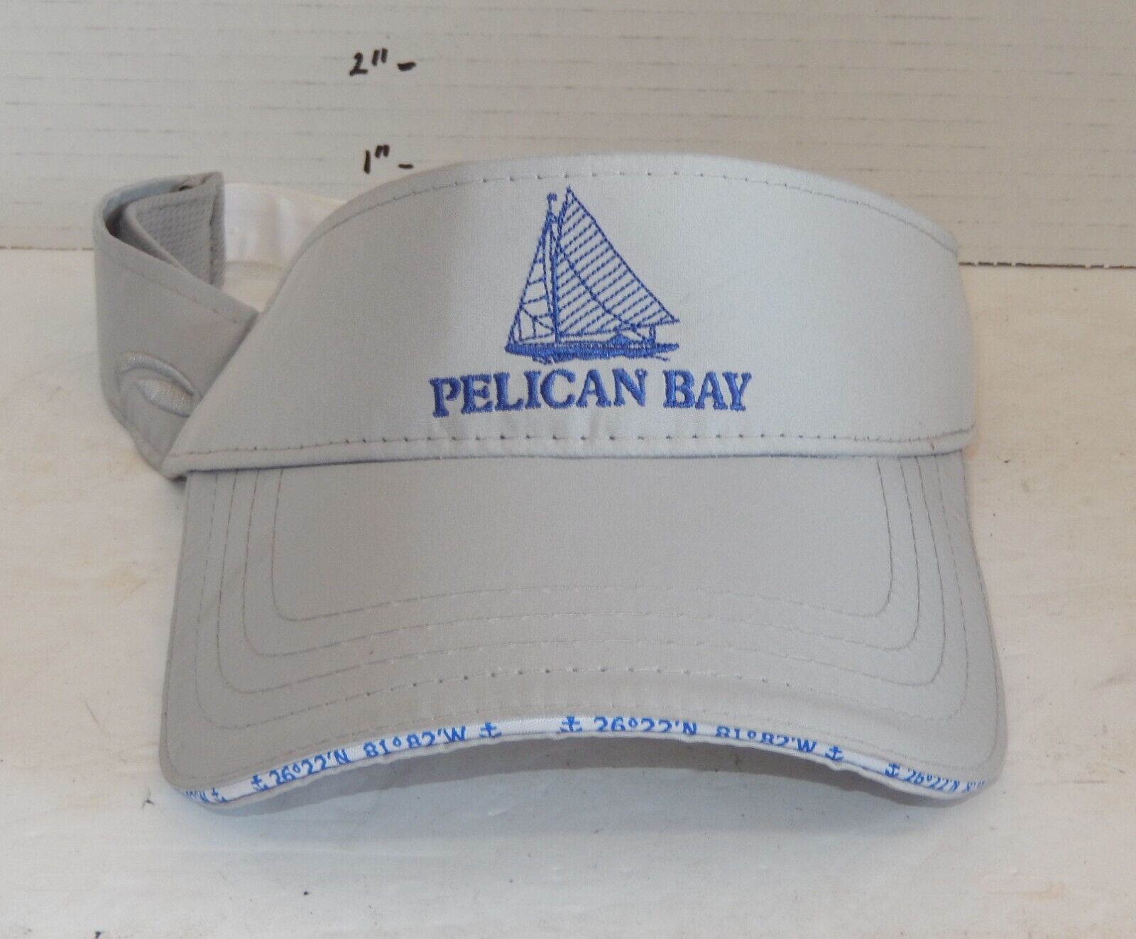 Pelican Bay Sailing Club Golf Visor Hat Cap Gray - $14.80