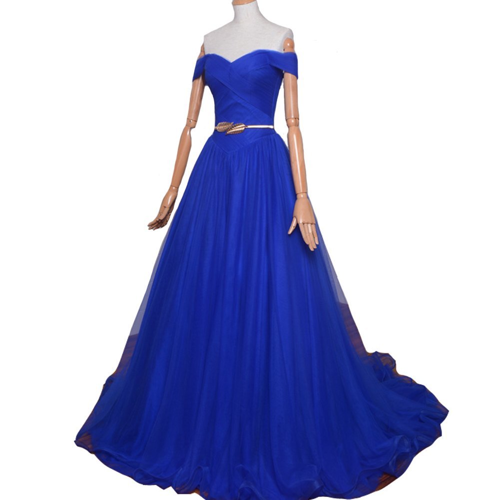 Kivary Off Shoulder Criss Cross Gold Sash Long Corset Formal Prom Party Evening