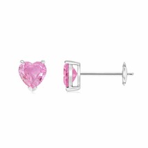 Authenticity Guarantee 
ANGARA Pink Sapphire Solitaire Heart Stud Earrings in... - £485.21 GBP