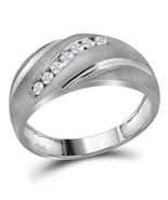 10k White Gold Mens Round Diamond Diagonal Single Row Wedding Band Ring ... - $6,082.19 MXN