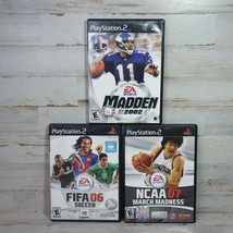 LOT of 3 PS2 Sports NCAA 07 March Madness, FIFA Soccer 06, Madden Football 2002 - £7.52 GBP