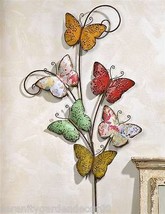 Butterfly Wall Plaque 36" High Metal Multiple Butterflies On Stem Garden Home image 2