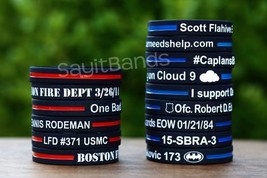 Custom Debossed Color Filled Thin Blue Line Wristbands Lot, or Red, Gree... - £77.89 GBP+