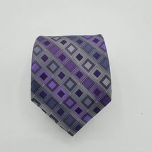 Kenneth Cole 58 By 3.5 Inch Men&#39;s Tie Silk Striped Necktie Purple Silver Suit - £9.43 GBP