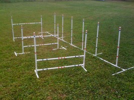 Dog Agility Equipment Combo 3 Jump Set and 6 Adjustable Weave Poles Free... - $143.55